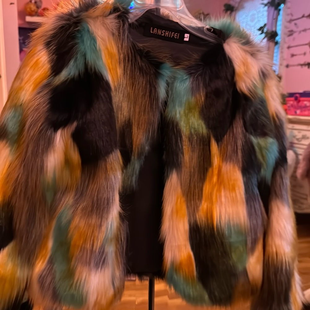 Faux fur coat girls size 6